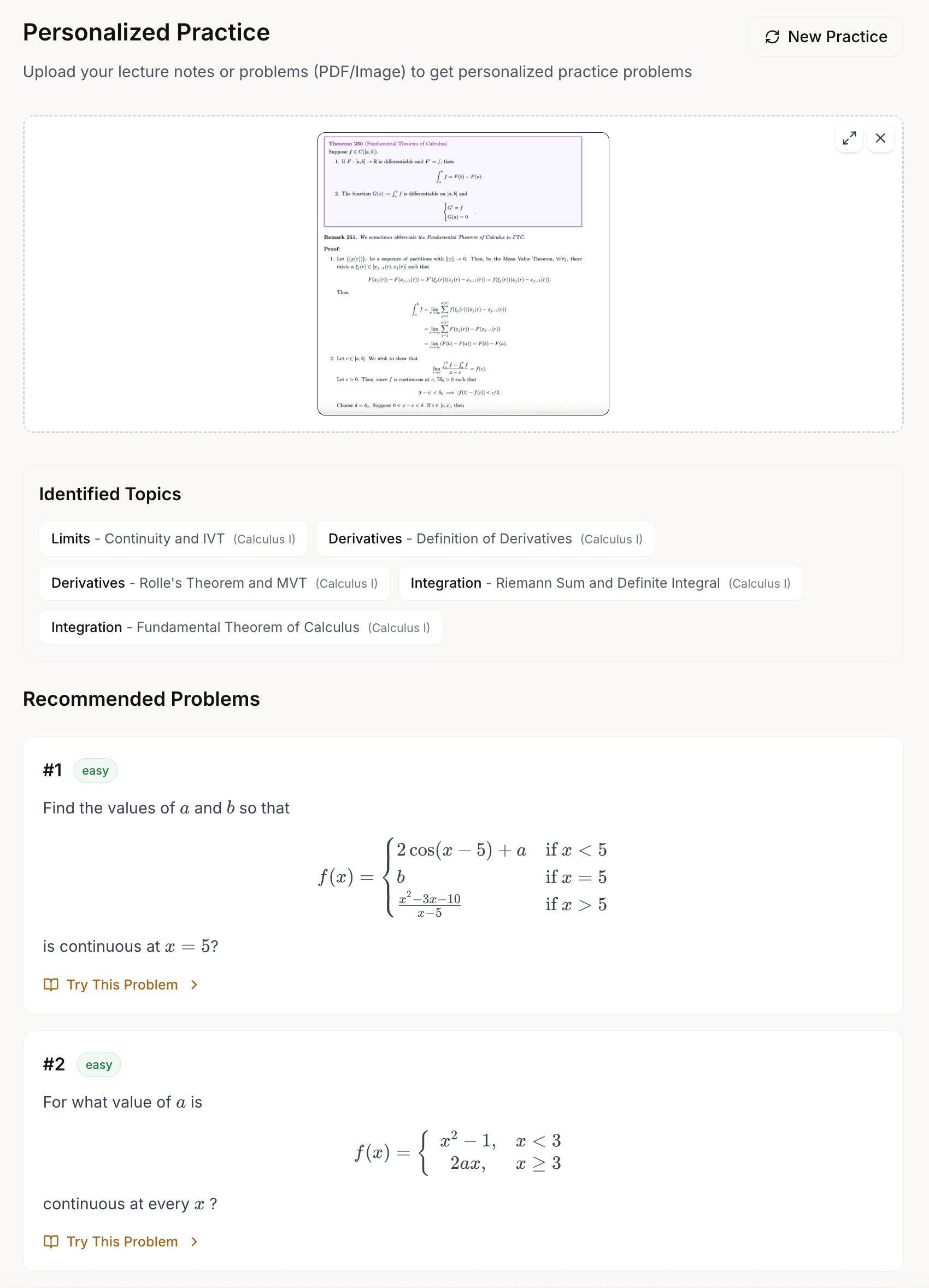 Personalized practice from your studying materials